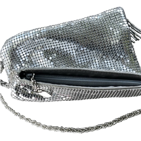 Silver Valerie Stevens Mesh Fringe evening bag Trendy - Picture 2 of 7